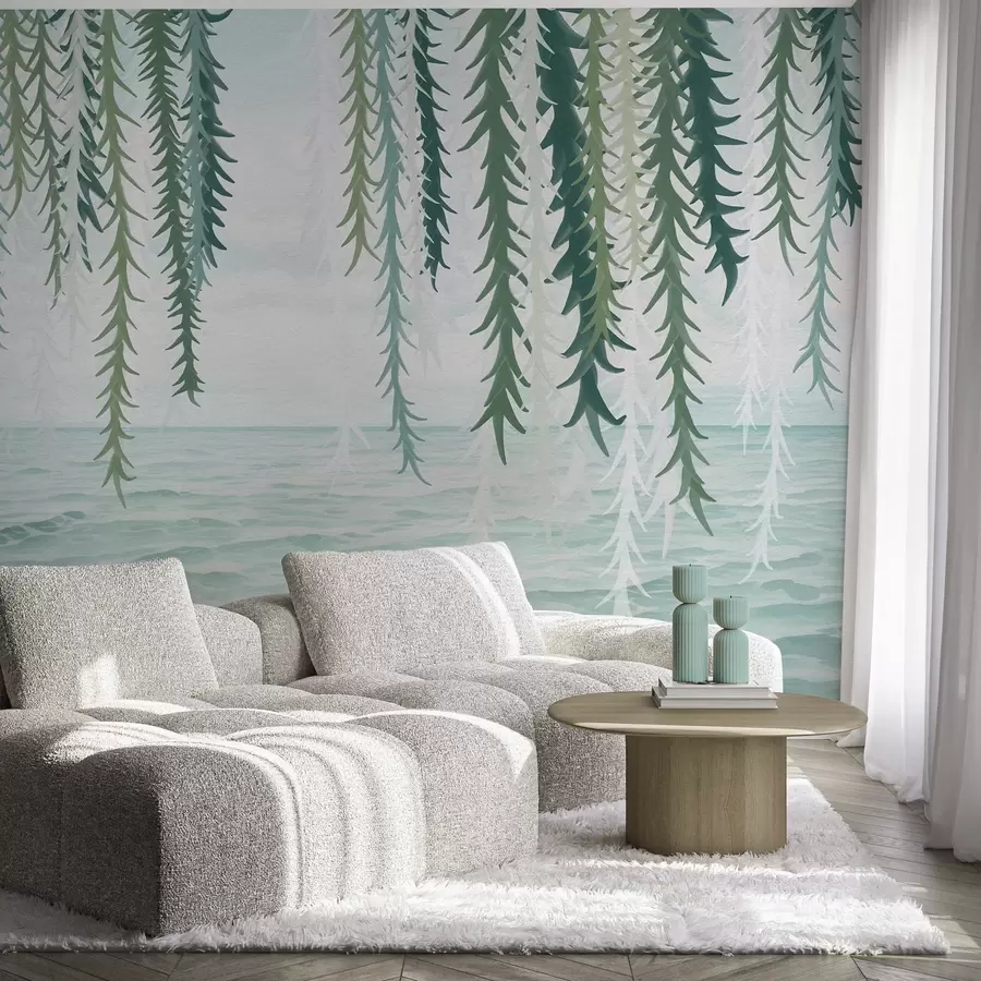 wall murals Delicate vines hanging over water watercolor style w04830