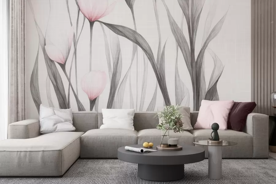 wall murals Fragile translucent tulips w04831v1