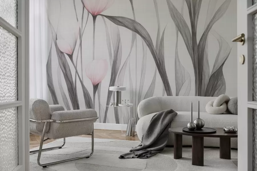 wall murals Fragile translucent tulips w04831v1