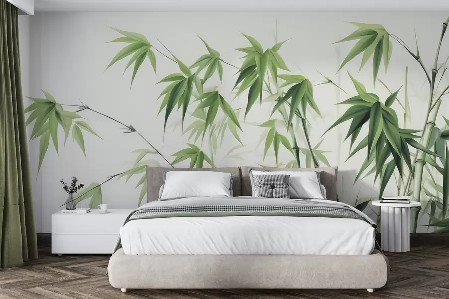 wall murals Bamboo on a light watercolor background w04834