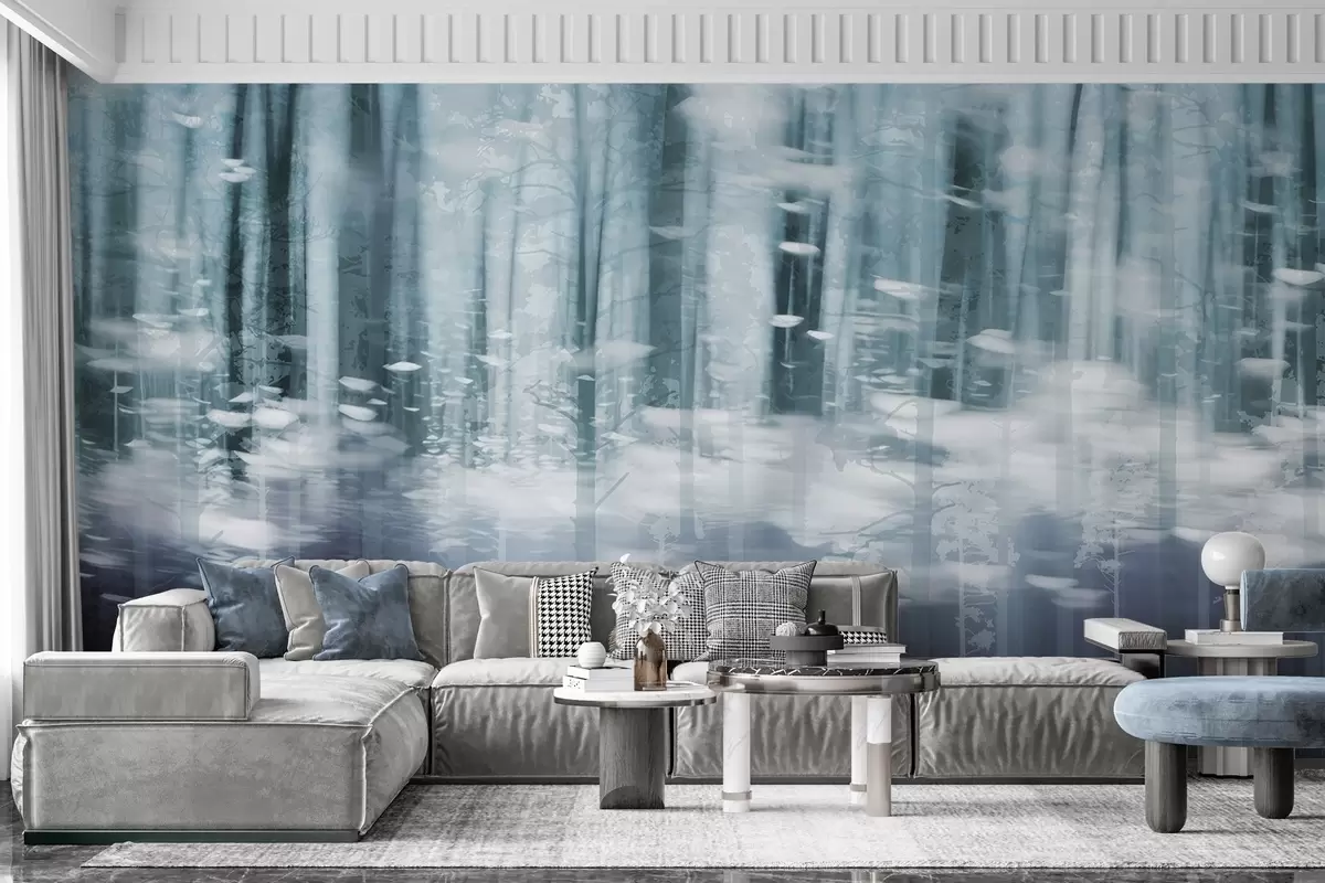 wall murals Stylized tree trunks in pastel colors w04844v1