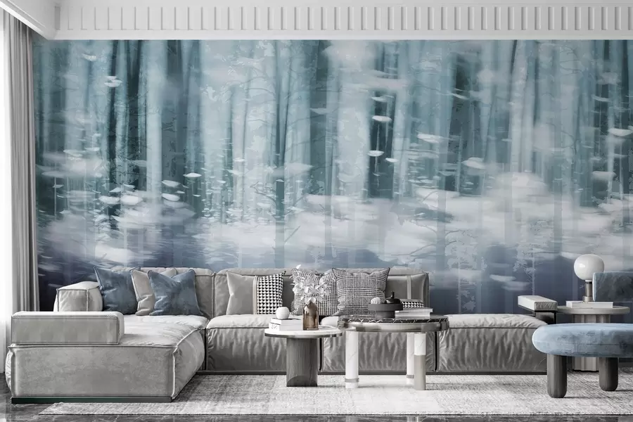 wall murals Stylized tree trunks in pastel colors w04844v1