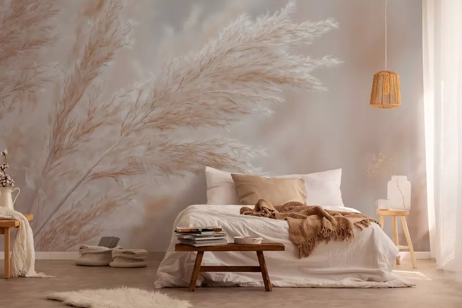 wall murals stylised large reeds w04814