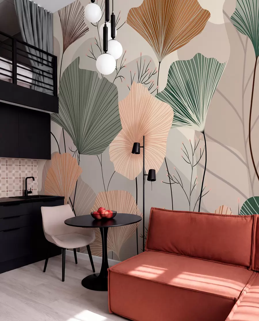 wall murals stylish lotus leaves w04815