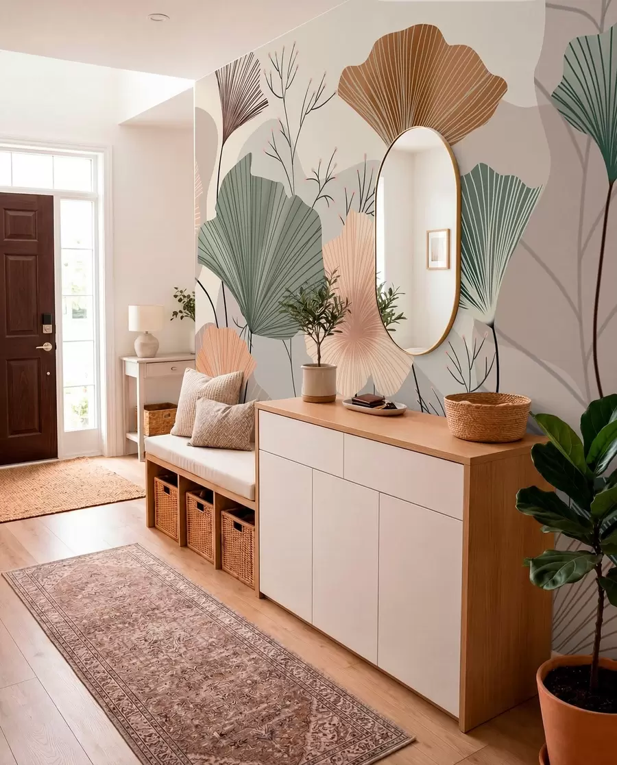 wall murals stylish lotus leaves w04815
