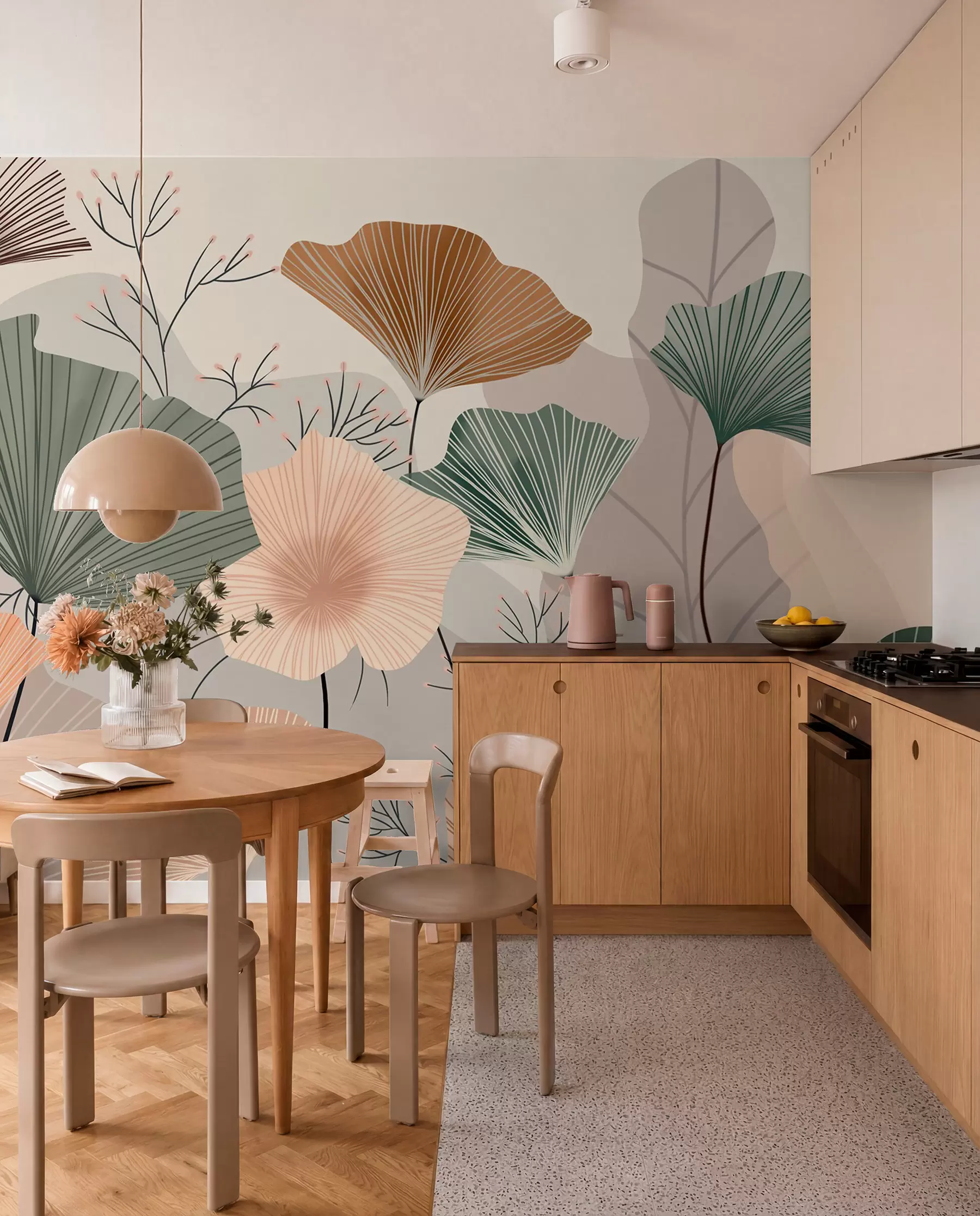 wall murals stylish lotus leaves w04815