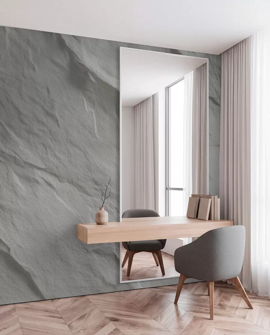 wall murals imitation of white rock in interior design w04818