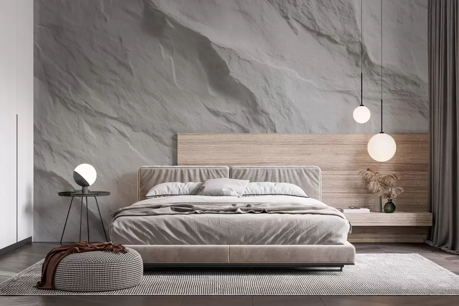 wall murals imitation of white rock in interior design w04818