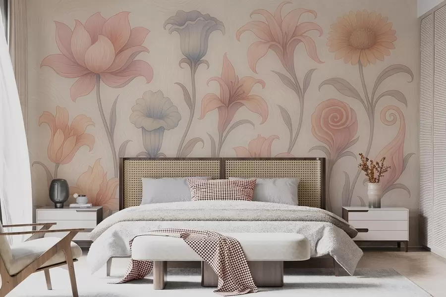 wall murals Tender floral composition in pastel colors w09503