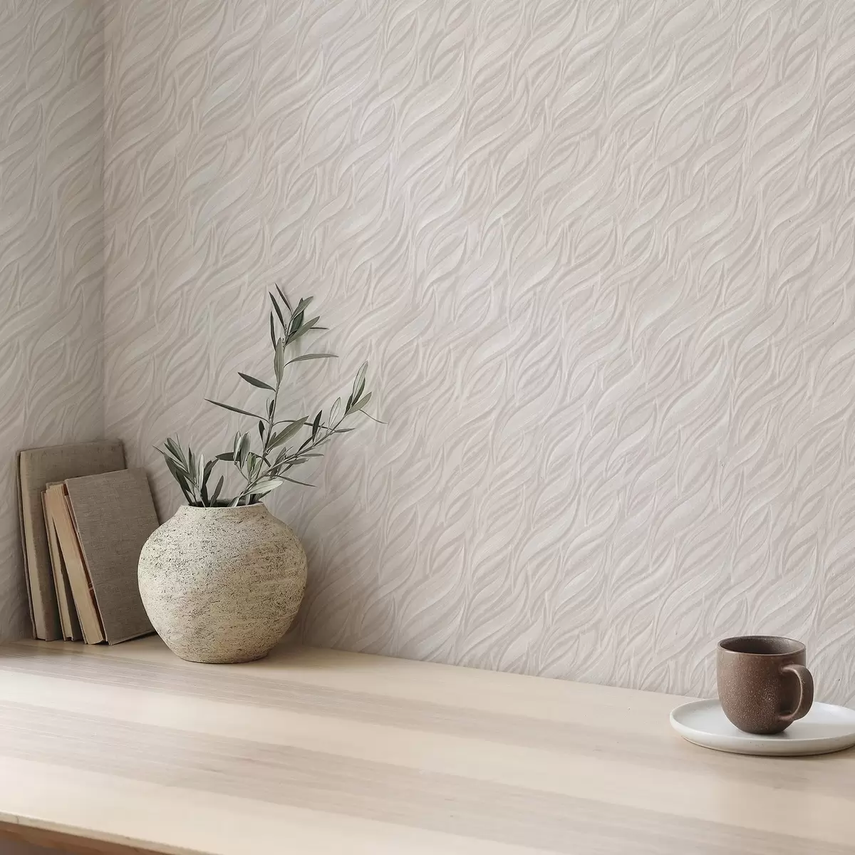 Wallpaper Textured brushstrokes, warm beige a00688