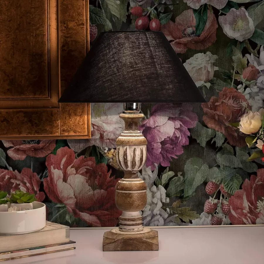 wall murals Dark dramatic peonies, berries and butterfly on black a00862