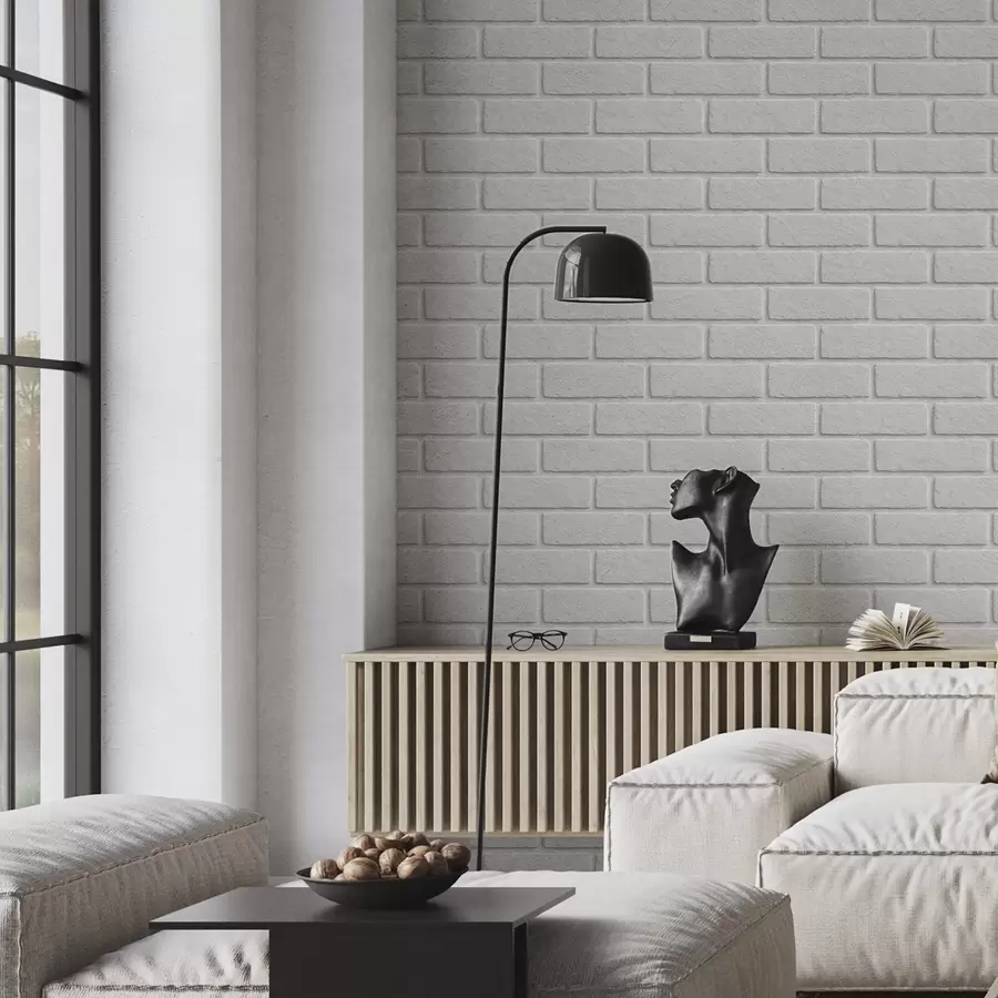 wall murals White brick texture, horizontal layout a00877