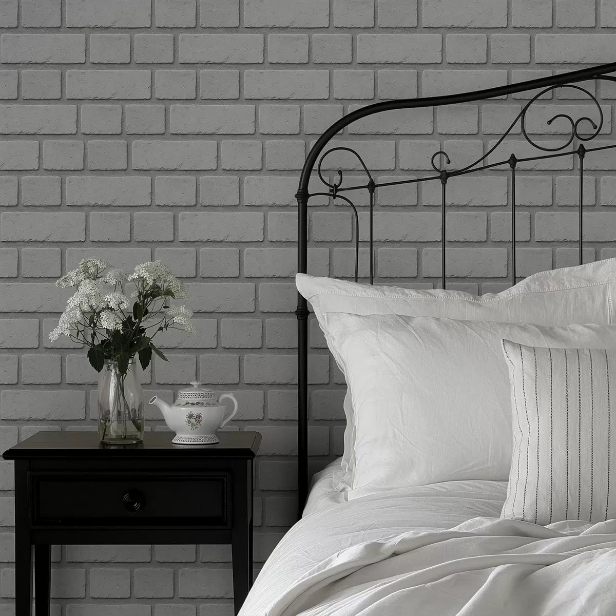 Wallpaper Light gray brick texture with soft edges a00878