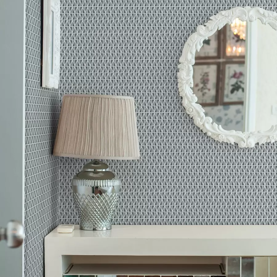 wall murals Fine white diamond lattice over muted teal a00903