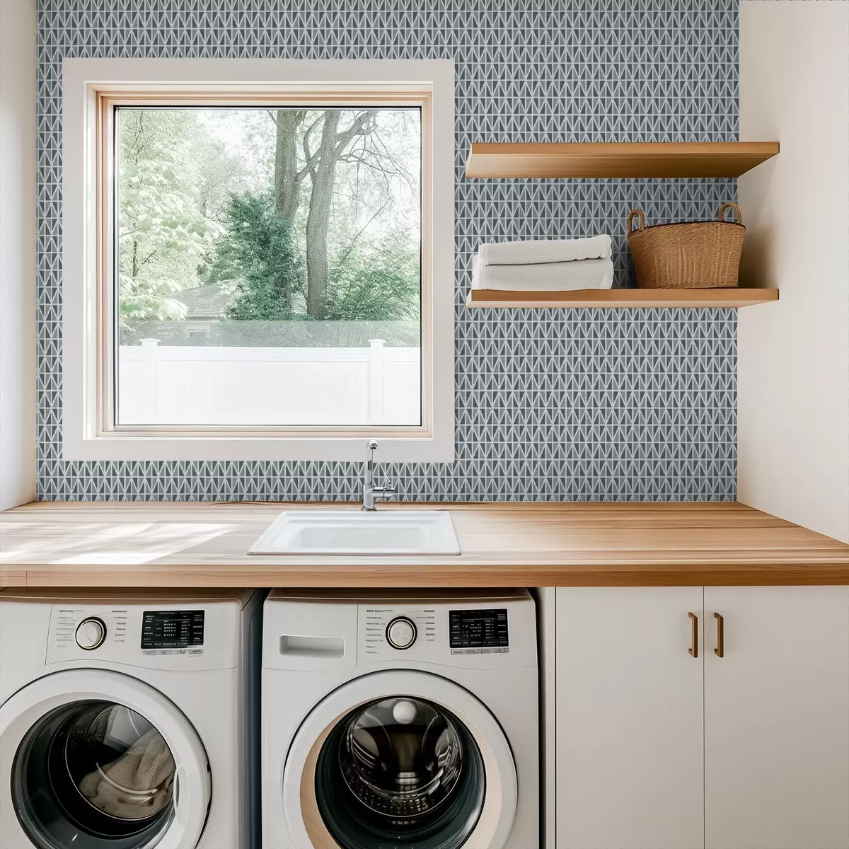 Wallpaper Fine white diamond lattice over muted teal a00903