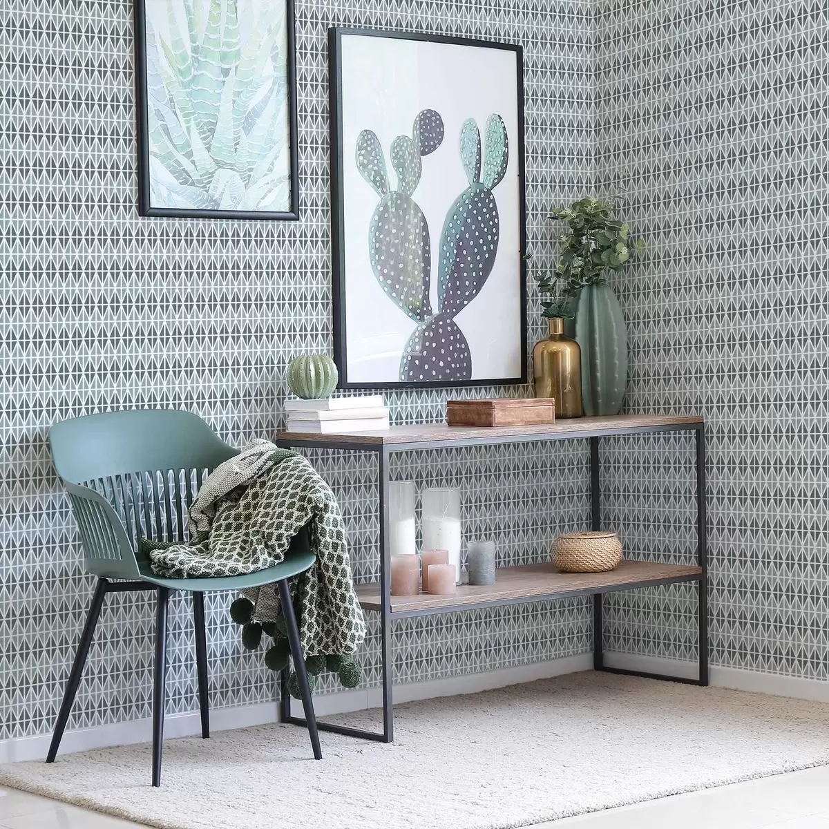 Wallpaper White lattice with dark teal crosses, geometric repeat a00904