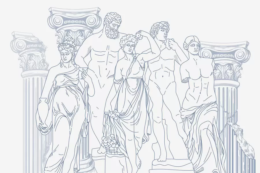 wall murals Ancient people and columns w04865