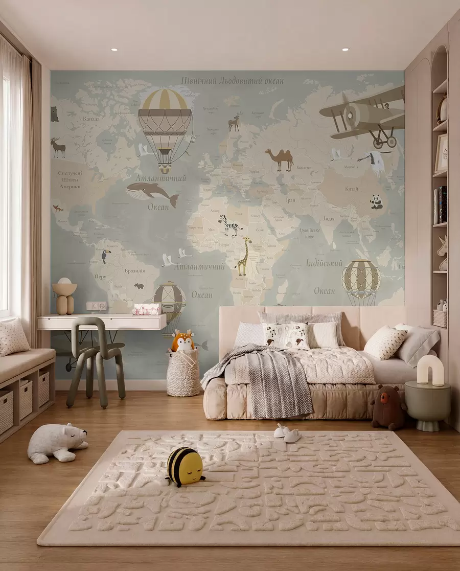 wall murals Beige Sky Atlas in Ukrainian c00003uk