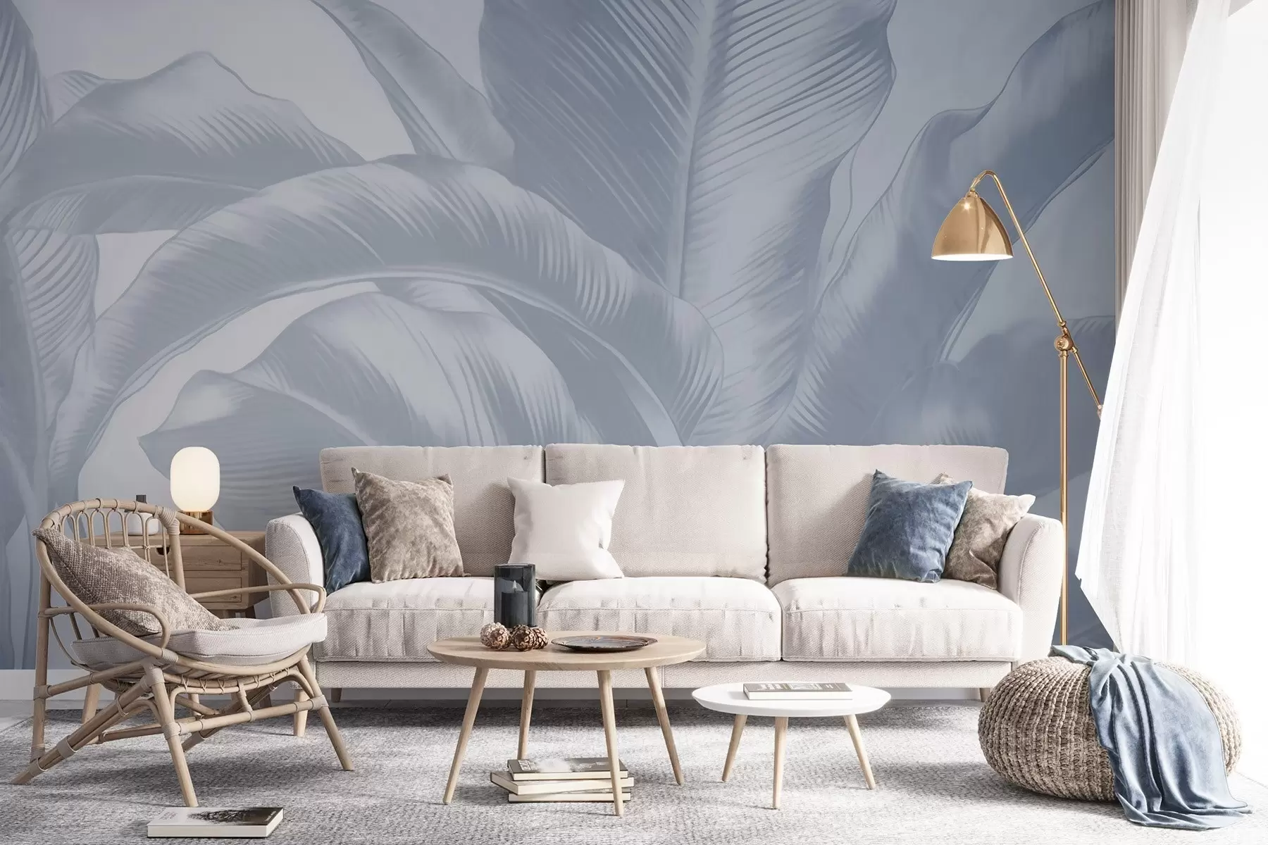 wall murals Long leaves, banana leaves with a worn effect w04827v1