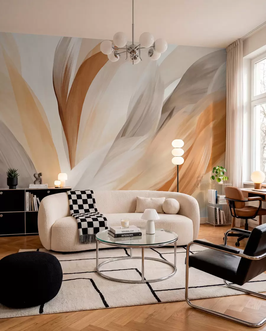 wall murals Feathers in Ochre Layers w09531