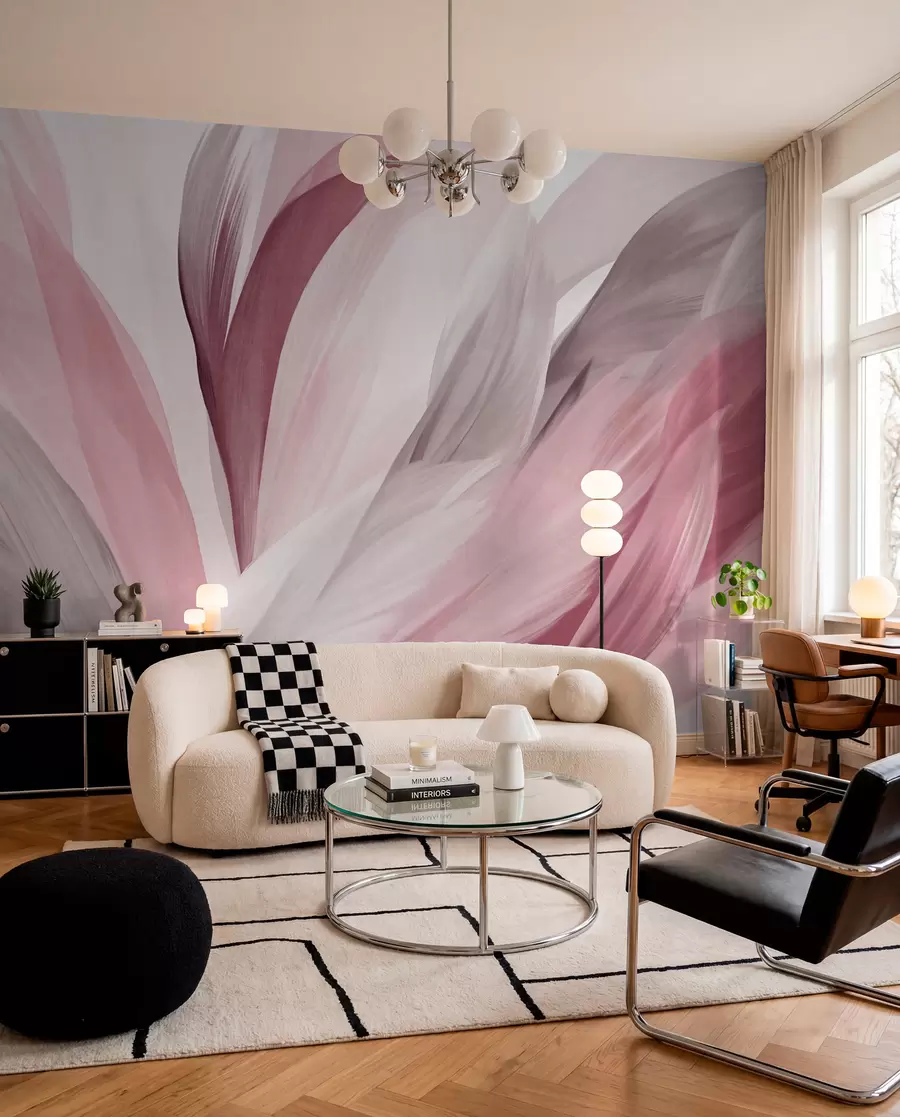 wall murals Feathers in Rose Layers w09531v2