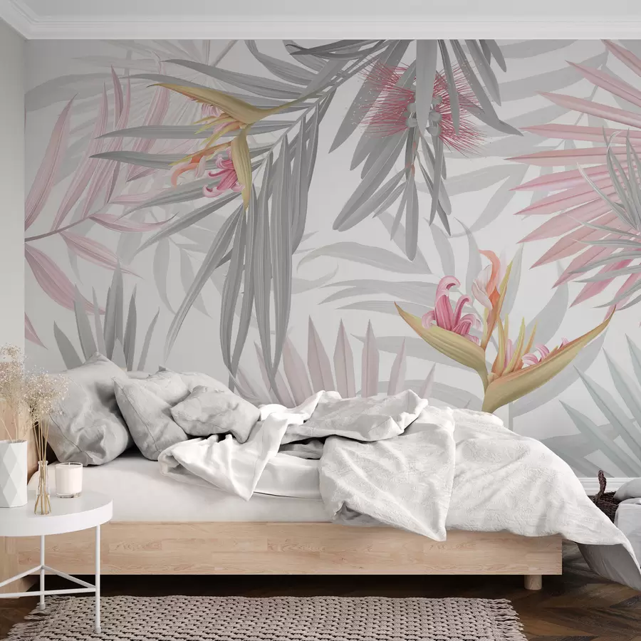wall murals Strelitzia in palm foliage w04896