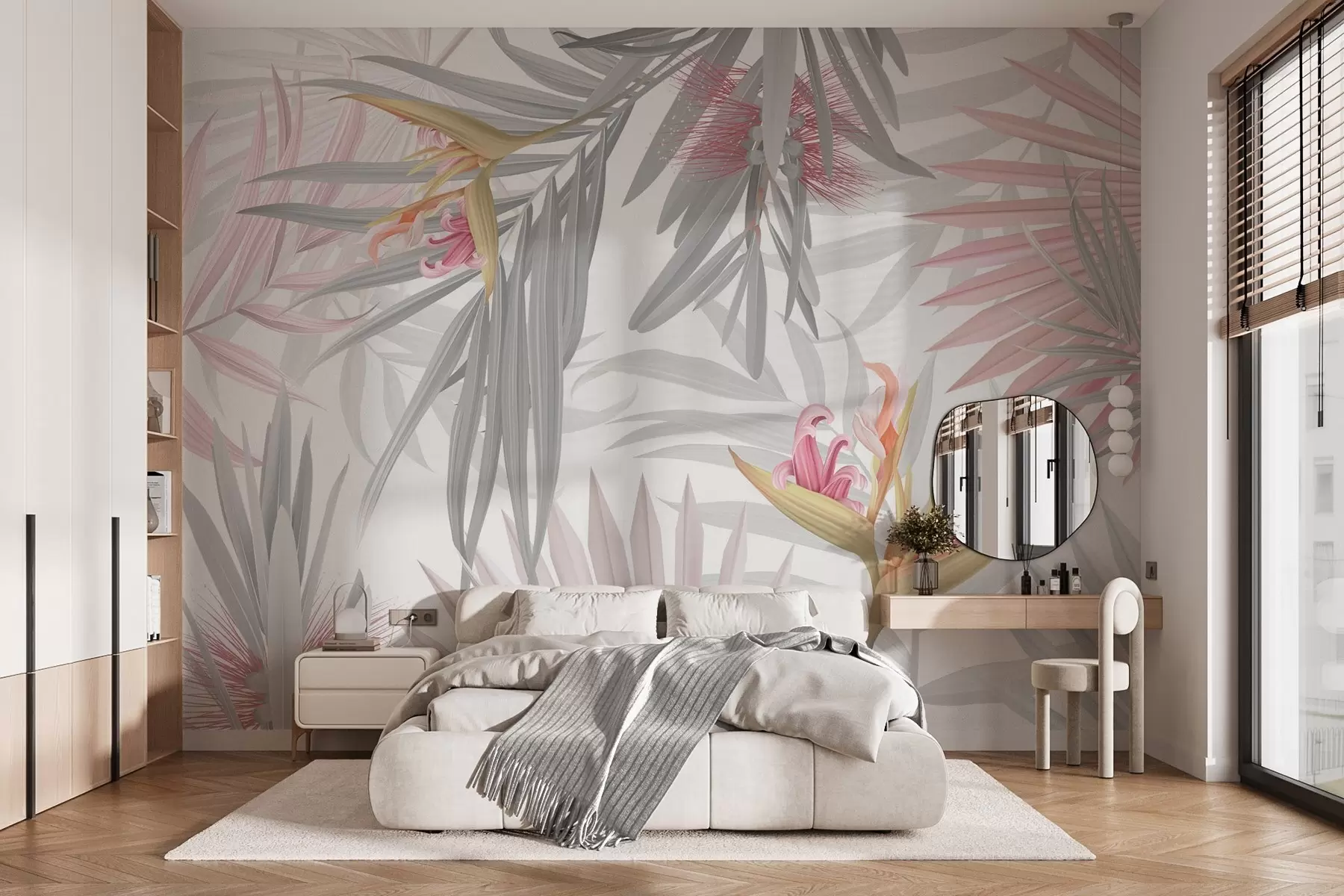 wall murals Strelitzia in palm foliage w04896