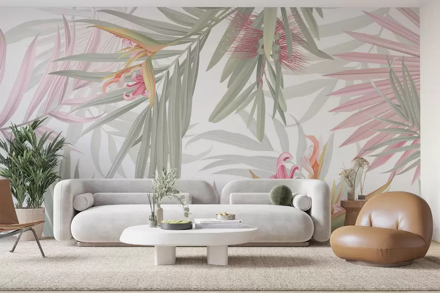 wall murals Strelitzia in palm foliage w04896v1