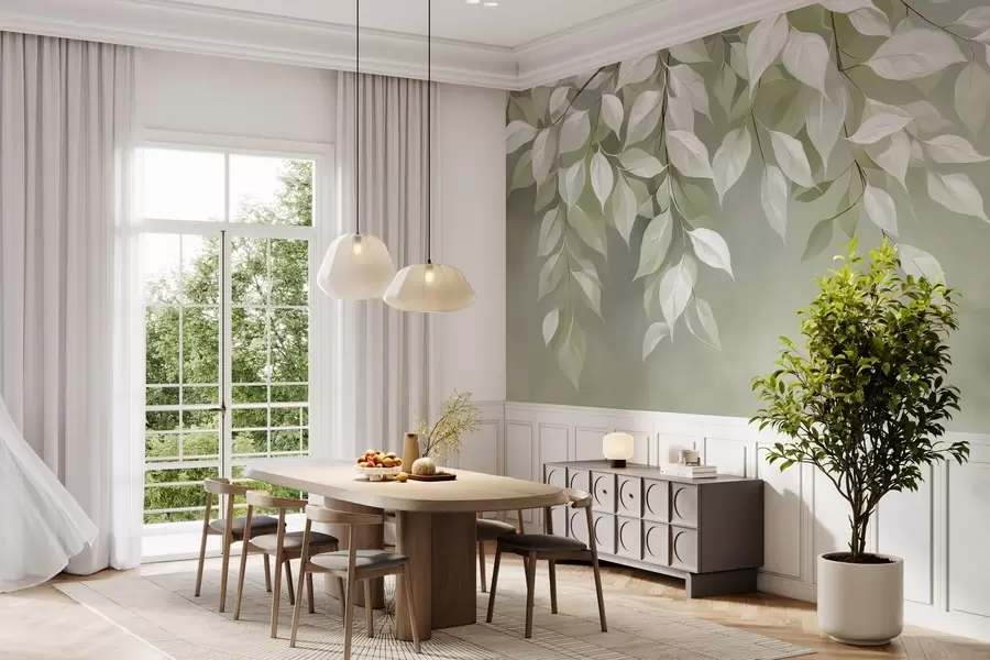 wall murals A branch of chervil with leaves w04899v2