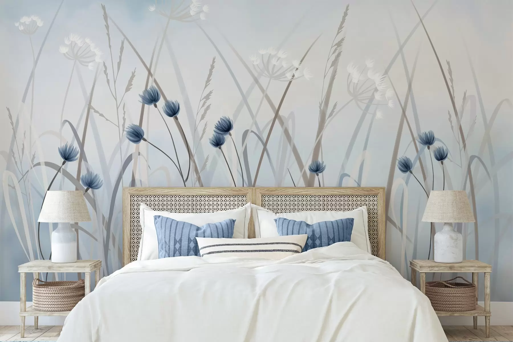 wall murals Painted grass and flowers w04900