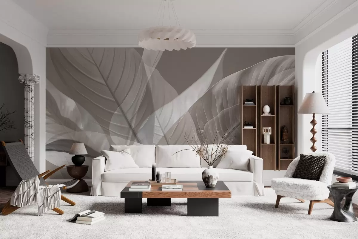 wall murals Large leaves w04901v2