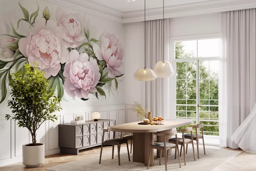 wall murals Lush bouquet of peonies w04902