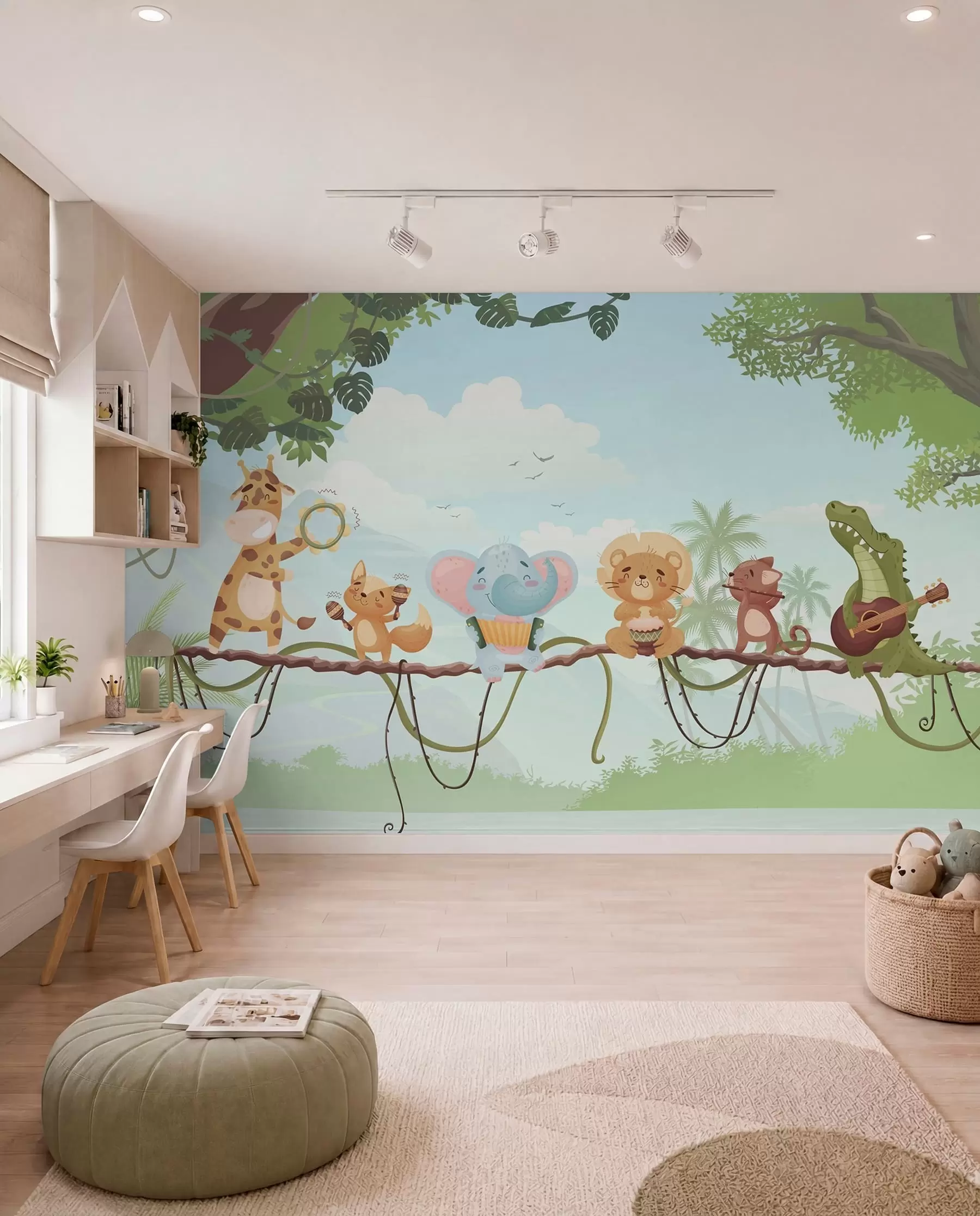 wall murals Jungle Band in Blue w04505