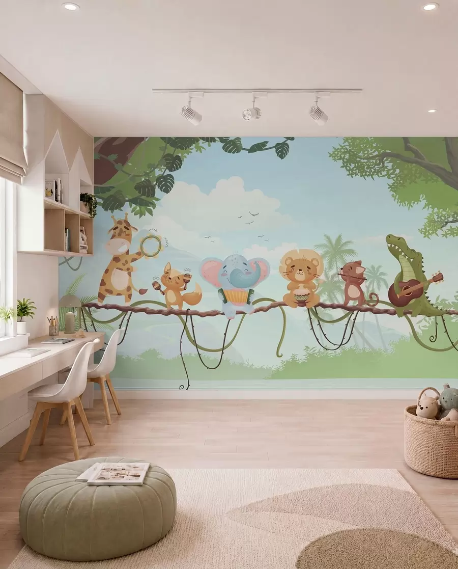wall murals Jungle Band in Blue w04505