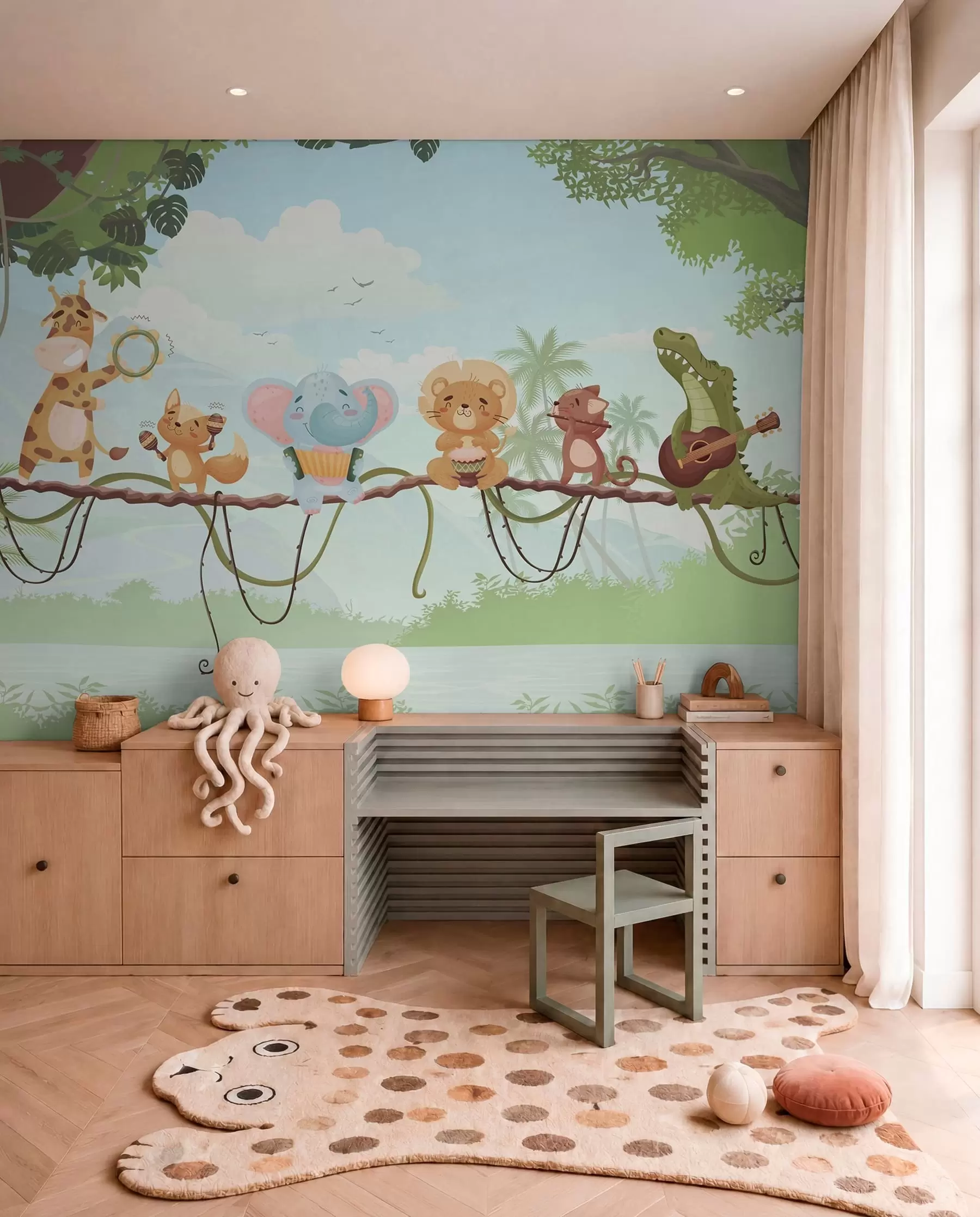 wall murals Jungle Band in Blue w04505