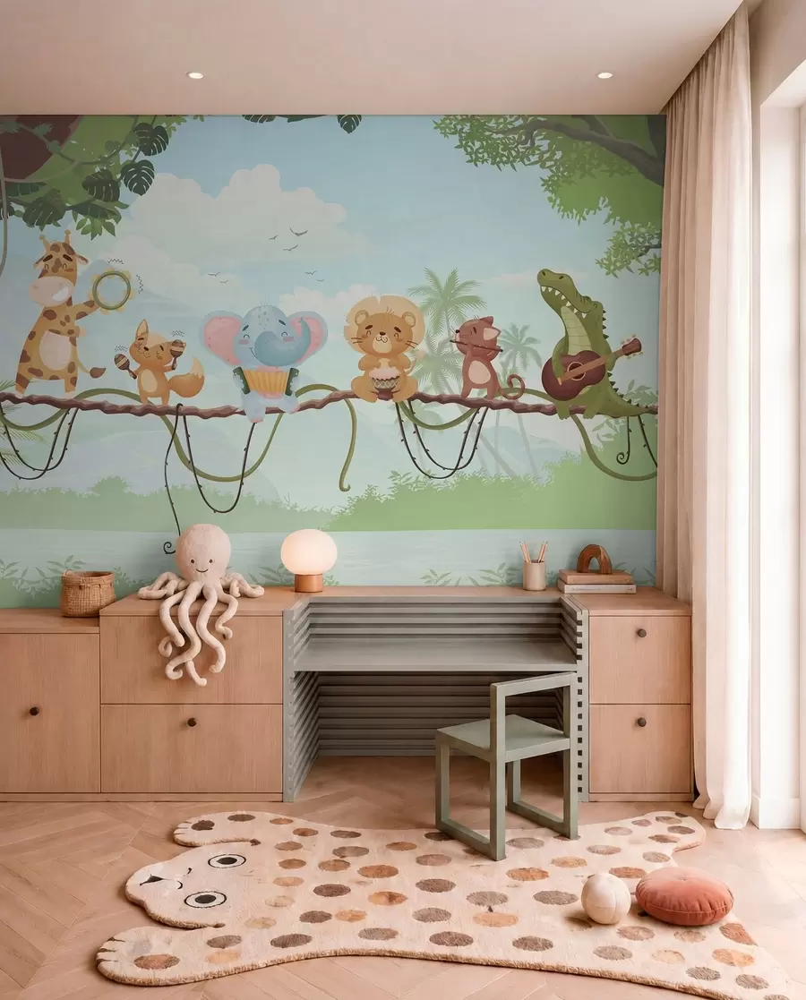 wall murals Jungle Band in Blue w04505
