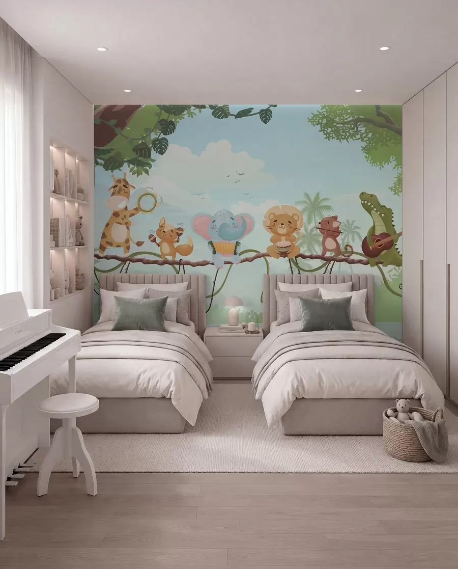 wall murals Jungle Band in Blue w04505