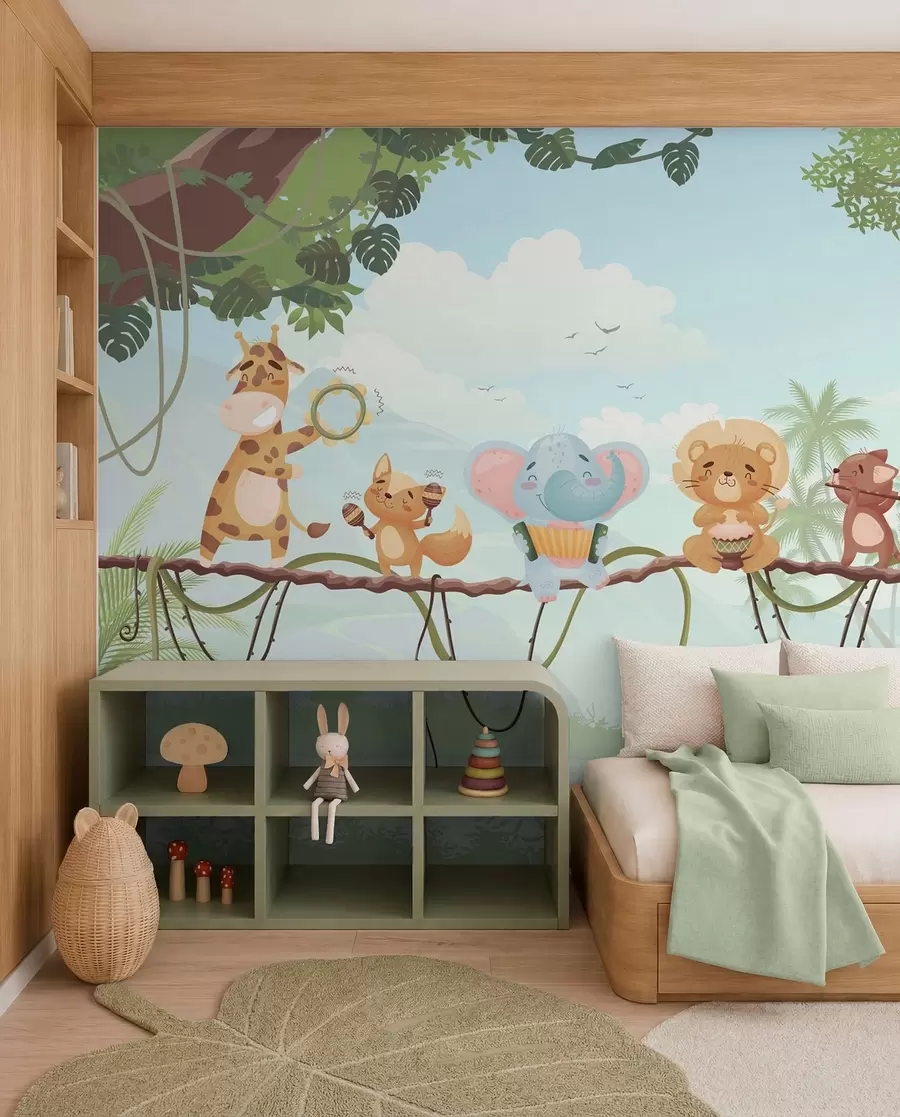wall murals Jungle Band in Blue w04505