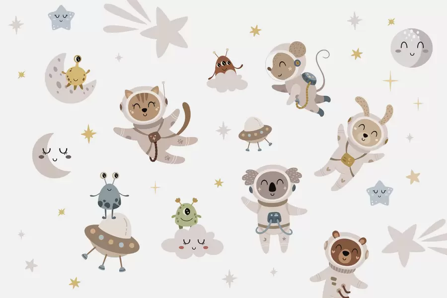 wall murals Fairytale characters in space w04904
