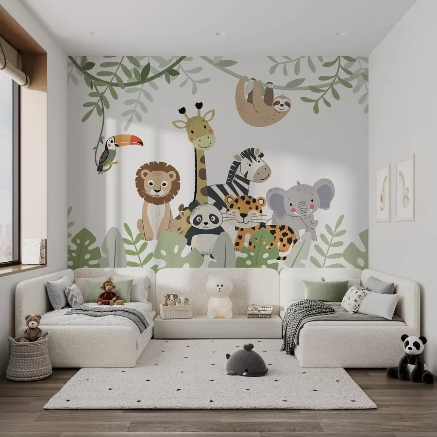 wall murals Fairytale jungle with animals w04905