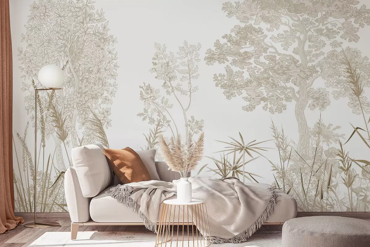 wall murals Trees and grass w04910v1