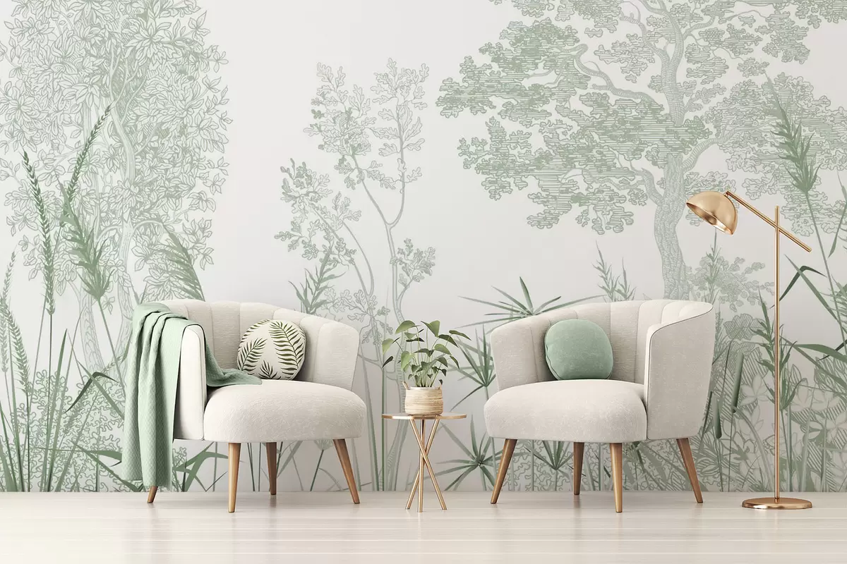 wall murals Trees and grass w04910v2