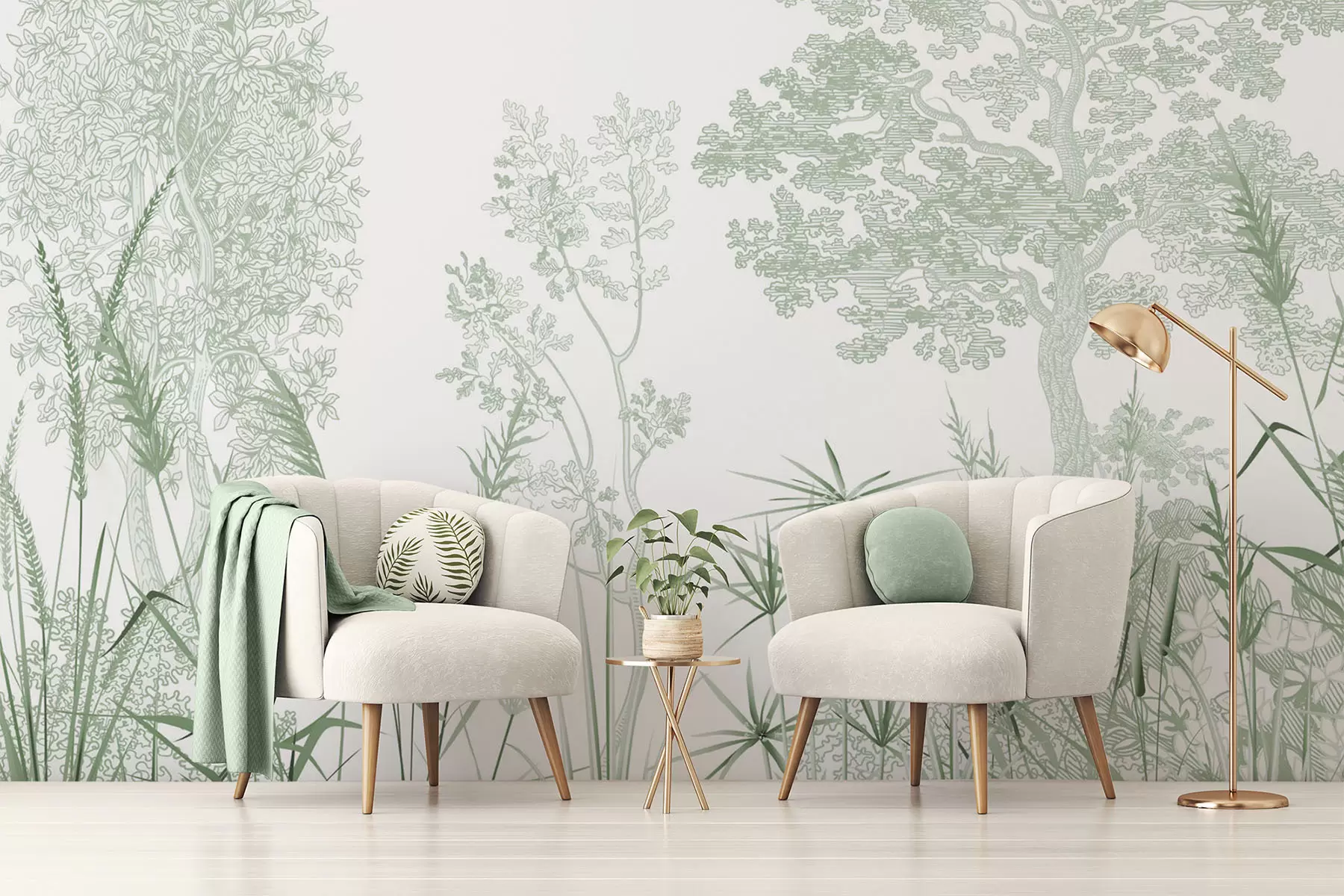 wall murals Trees and grass w04910v2