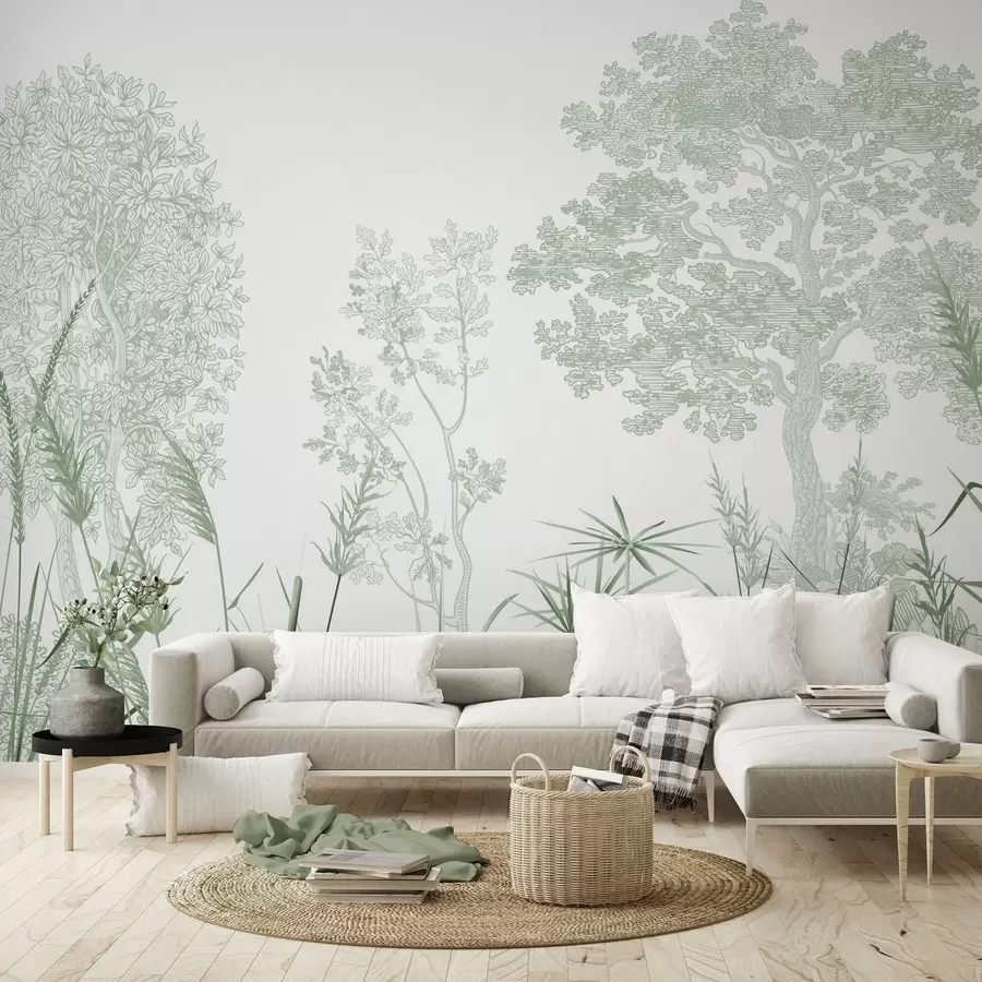 wall murals Trees and grass w04910v2
