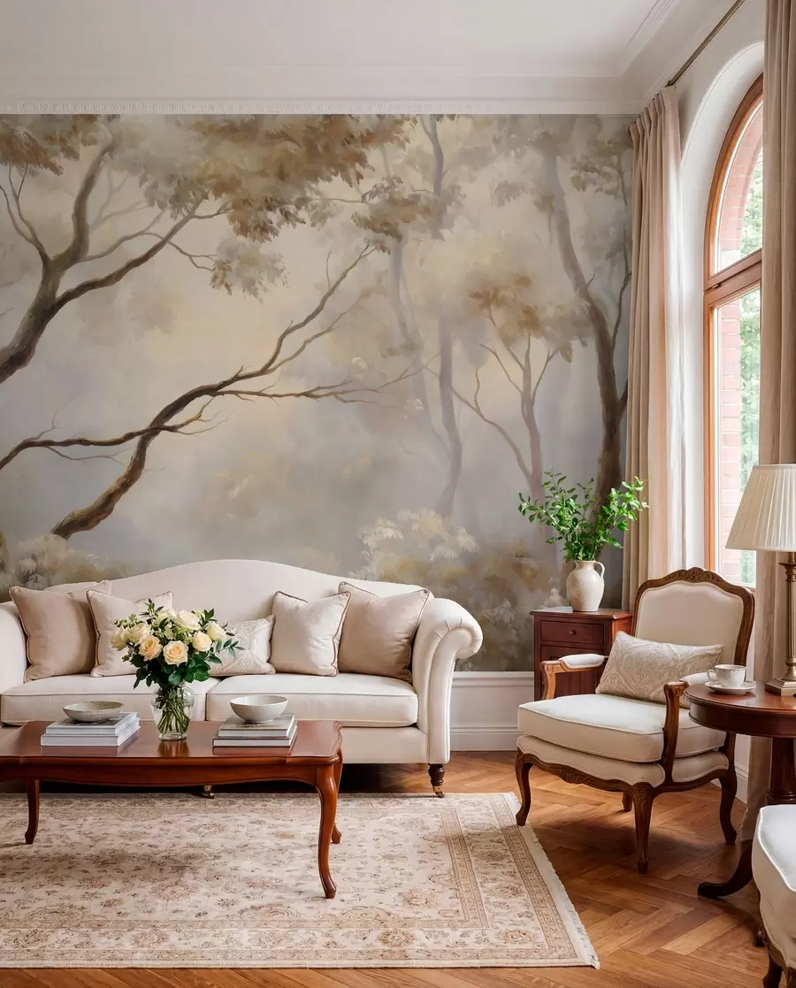 wall murals Branches through Morning Mist w04817