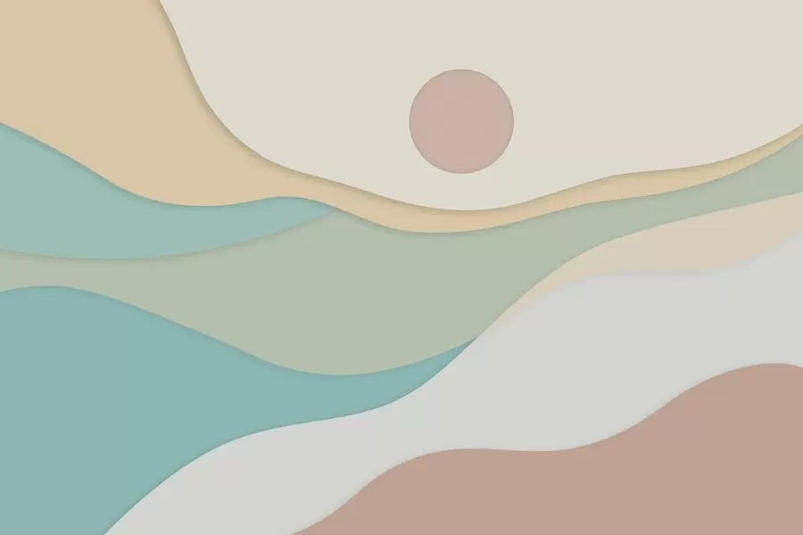 wall murals Minimalist abstraction with soft, wave-like forms reminiscent of flowing landscapes and dunes w04874