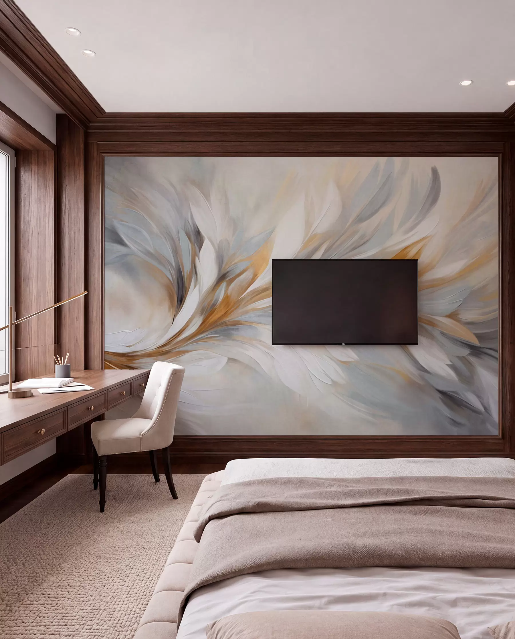 wall murals Amber and Silver Brushwork w09552