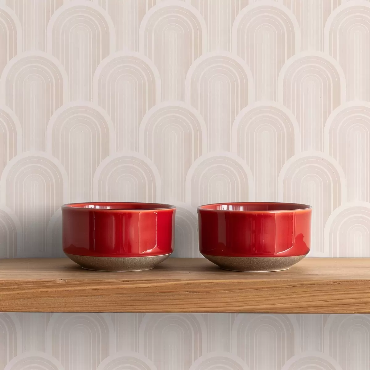 Wallpaper Small arch modules in warm cream-beige shades a00924