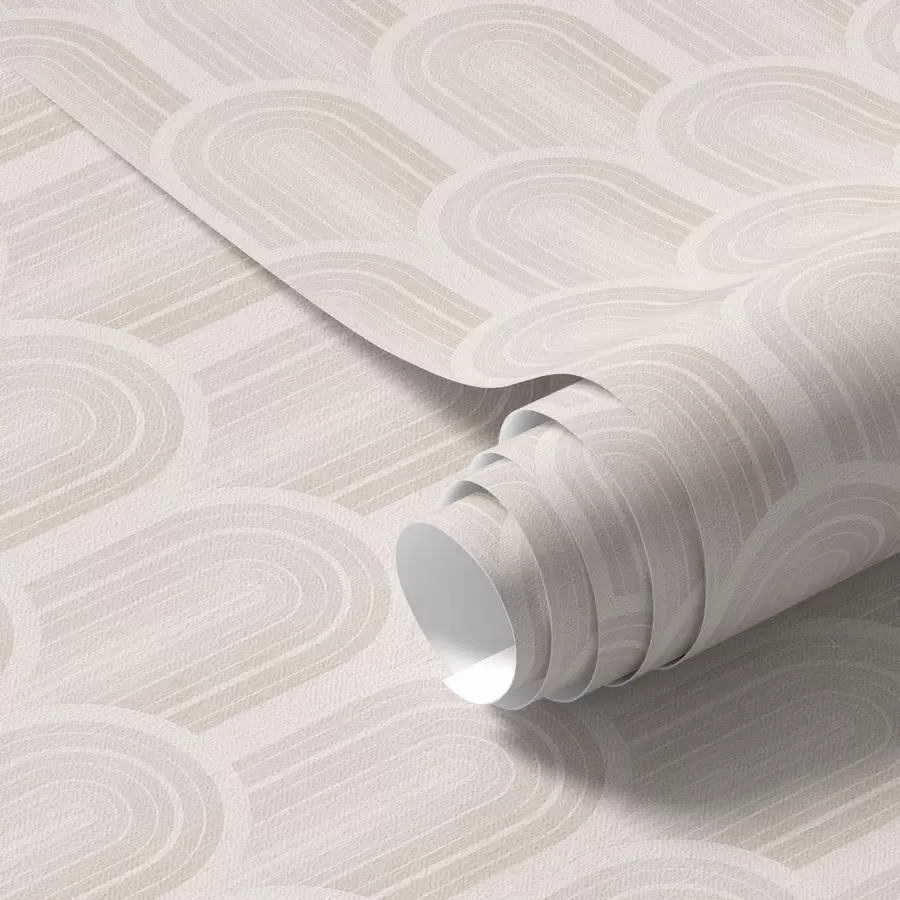 wall murals Row of arch shapes in soft beige stripes, retro mood a00923