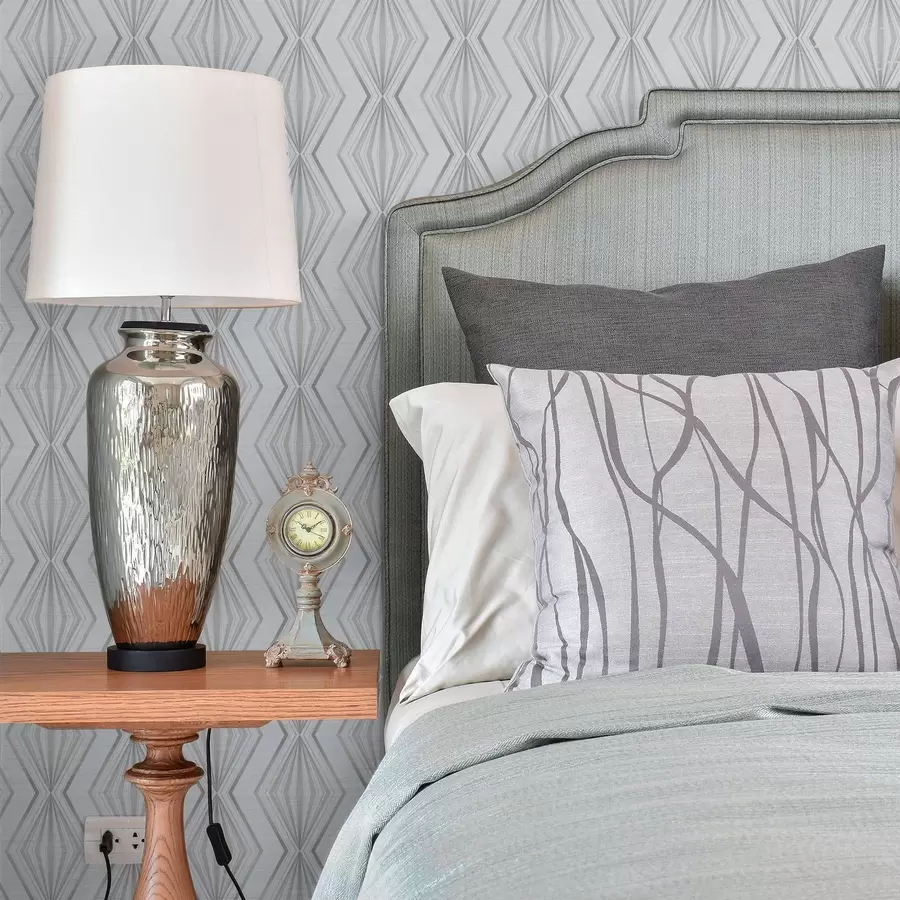 wall murals Striped diamond shapes in a cool grey-blue palette a00925v3